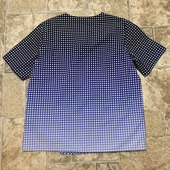 Women's Blue and Black Checkered Top - Picture 3 of 6